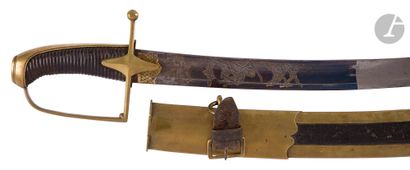 null Officer's saber of hussars. 
Handle covered with basane. Brass mounting. Guard...