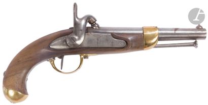 null Pistolet attribué à la marine modèle 1822 T-bis. 
Canon rond à méplat au tonnerre....