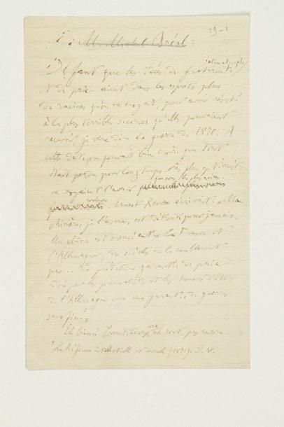 Michel BRÉAL (1832-1915) philologue Manuscrit autographe signé, [fin 1903]; 3 pages...