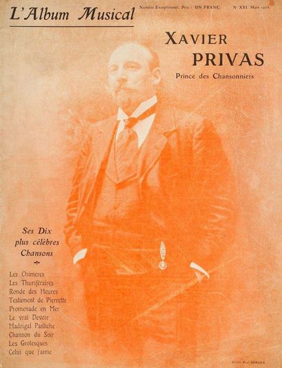 null CHANSON. 6 programmes et revues. L’Album Musical n° XXI (mars 1905) sur Xavier...
