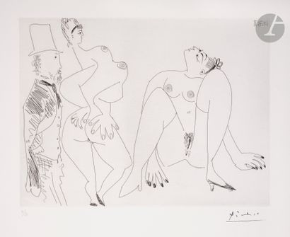null Pablo Picasso (1881-1973) 
Degas, les mains dans le dos, et deux filles. (Les...
