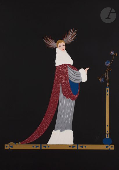 null Erté (Romain de Tirtoff, known as) (1892-1990) 
Elegant woman with a hat with...