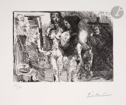 null Pablo Picasso (1881-1973) 
The Celestine presenting her two boarders to two...
