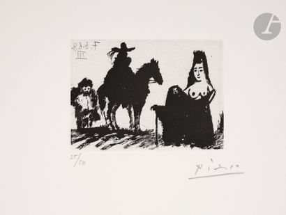 null Pablo Picasso (1881-1973) 
Rider and his valet, Celestine and maja (The 347,...