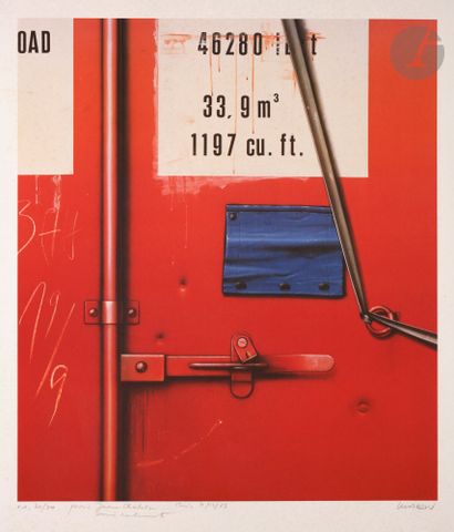null Peter Klasen (allemand, né en 1935) 
Manette rouge. 1983. Sérigraphie en couleurs....