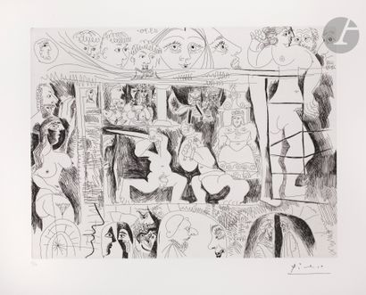 null Pablo Picasso (1881-1973) 
Combat de gladiateurs, avec spectateurs, et en bas,...