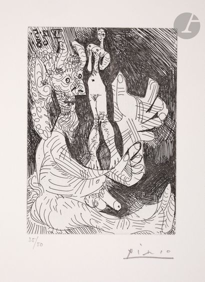 null Pablo Picasso (1881-1973) 
Vieux faune avec une poupée vivante. (Les 347, pl....
