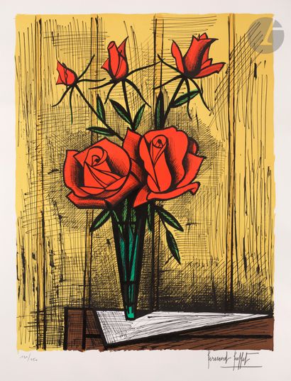 Bernard Buffet (1928-1999) 
Cinq roses. 1986....