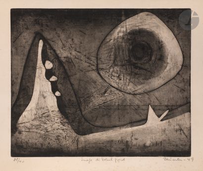 null Enrique Zañartu (French-Chilean, 1921-2000) 
Image of a cold sun. 1949. Etching...