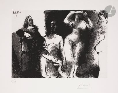 null Pablo Picasso (1881-1973) 
Homme rembranesque assis chez les filles. (Les 347,...