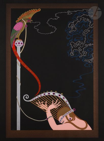null Erté (Romain de Tirtoff, known as) (1892-1990) 
Hat-lyre and parrot. Silk-screen...