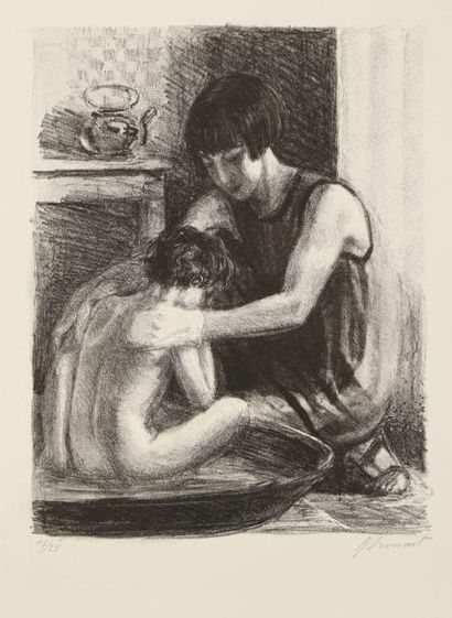 Raphaêl Maurice DROUART (1884-1972) Le Bain de Pécari. 1925. Lithographie. 175 x 20....