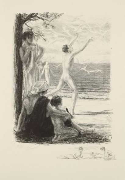 Raphaêl Maurice DROUART (1884-1972) Les Oiseaux de mer. 1927. Lithographie. 255 x 365....