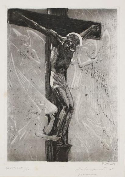Raphaël Maurice DROUART (1884-1972) La Nuit du Golgotha. 1926. Gravure au noir de...