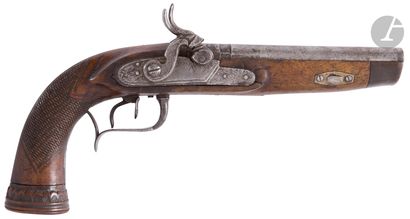Double flintlock pistol converted to percussion.
Round...