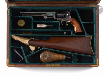 null Revolver carabine Colt Navy modèle 1851.
Canon rayé, à pans, marqué « Address...