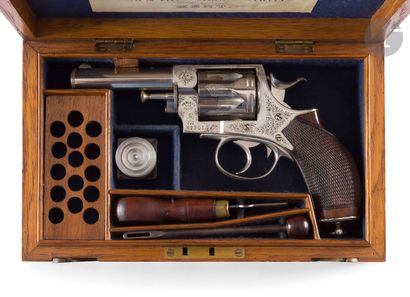 null Webley No. 5 Revolver, six-shot, 360 caliber, double action. 
Round barrel engraved...