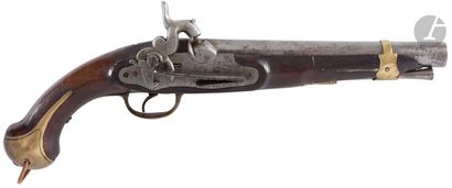 null Cavalry pommel gun, flintlock converted to percussion. 
Round barrel with thunderbolt...
