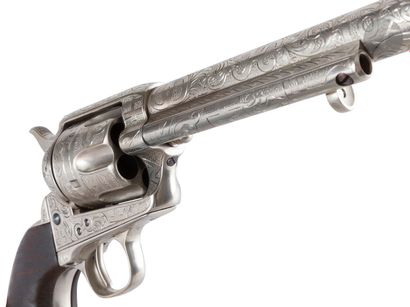 null Revolver Colt simple action army 1873, modèle de luxe profusément gravé, argenté,...