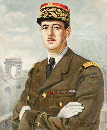 Ricardo NAVARANO PORES «Portrait du Général de Gaulle devant l'Arc de Triomphe, 1951»...