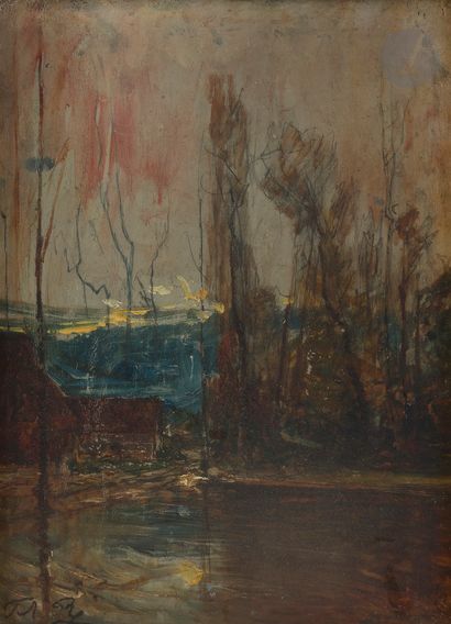 null François-Auguste RAVIER (1814-1895)
Ferme au bord d’un étang près de Morestel...