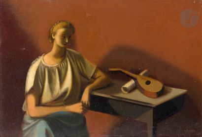 null Nicolas WACKER (1897-1987)
Woman sitting with a mandolin, 1936
Oil on canvas...