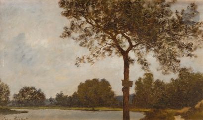 null Léon RICHET (1847-1907)
The Pond
Oil on paper pasted on canvas.
Signed lower...