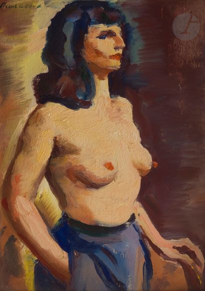 null Charles-Alexandre PICART LE DOUX (1881-1959)
Nude with a skirt
Oil on cardboard.
Signed...