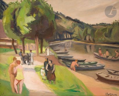 null Robert LOTIRON (1886-1966)
La Dordogne à Beaulieu, 1943
Huile sur toile.
Signée...