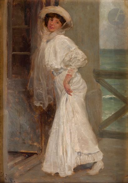 null Édouard François ZIER (1856-1924)
Elegant Woman at the Window
Oil on cardboard.
Signed...