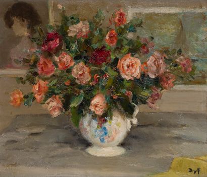 null Marcel DREYFUS known as DYF (1899-1985)
Roses with prints, 1950
Oil on canvas.
Signed...