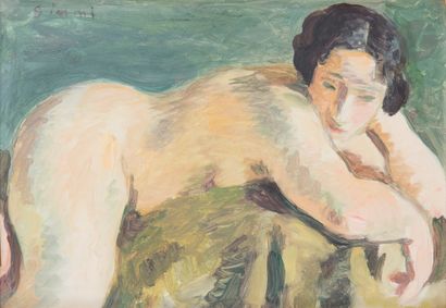 null Wilhelm GIMMI (1886-1965)
Nude, circa 1928
Oil on panel.
Signed upper left.
20...