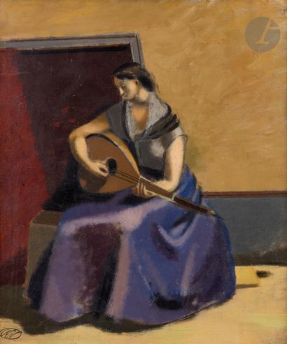 null Nicolas WACKER (1897-1987)
Femme jouant de la mandoline, 1934
Huile sur toile.
Timbrée...