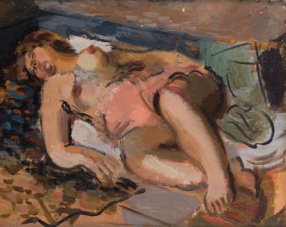 null Nicolas WACKER (1897-1987)
Nude lying down, 1930
Oil on cardboard.
Stamp on...