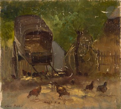 null Léon RICHET (1847-1907)
Cart and chickens - The Barks
2 oils on canvas pasted...
