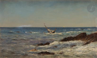 null Victor Eugene de PAPELEU (1810-1881)
The Shipwreck
Oil on canvas pasted on panel.
Signed...