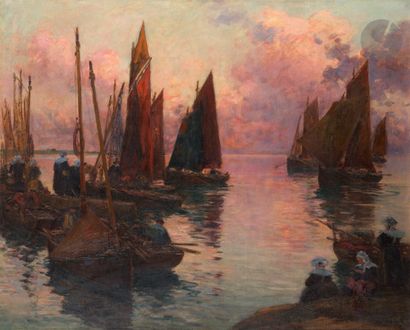 null Fernand LEGOUT-GÉRARD (1856-1924)
Retour de pêche en Bretagne
Huile sur toile.
Signée...