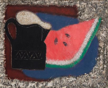 null Francesc SALES ROVIRALTA 
(1904-1976)
Still life with watermelon and pitcher,...