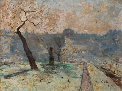 null Siebe Johannes TEN CATE (1858-1908)
Trees, fountain and birds, 1903
Oil on canvas.
Signed...
