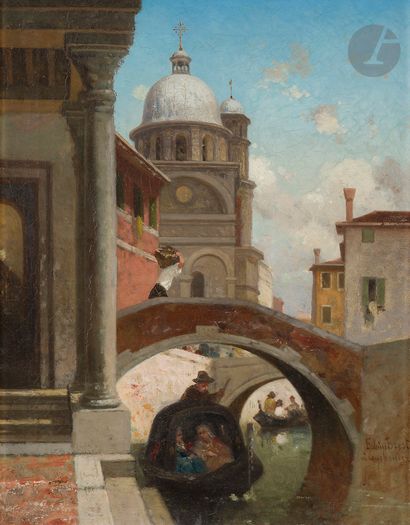 null Germain FABIUS BREST (1823-1900)
Vue d’un canal, Venise
Huile sur toile.
Signée...