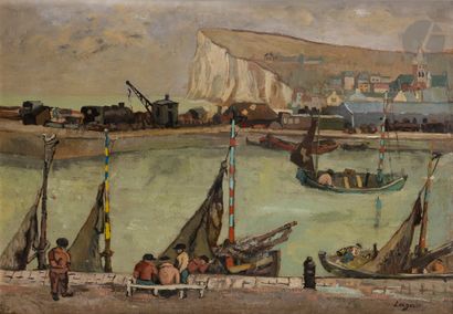null Celso LAGAR (1891-1966)
Fécamp, le port, vers 1936
Huile sur carton.
Signée...