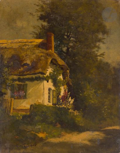 null Léon RICHET (1847-1907)
The Garden - Thatched Cottage
2 oils on panel.
One signed.
15,5...