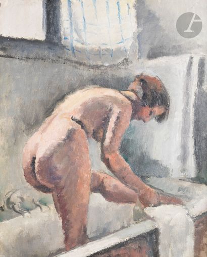 null Maurice ASSELIN (1882-1947)
Nu à la baignoire
Huile sur toile.
Timbrée au dos.
61...