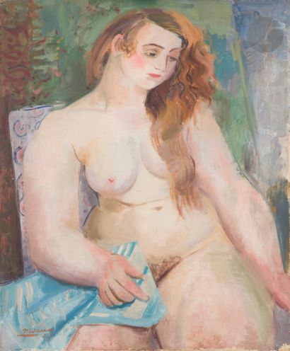 null Nicolas WACKER (1897-1987)
Femme nue assise, 1927
Huile sur toile.
Signée et...