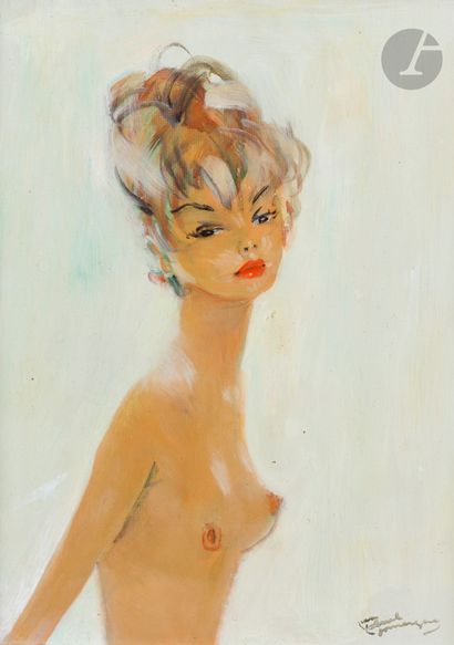 null Jean-Gabriel DOMERGUE (1889-1962)
Aline
Oil on isorel.
Signed lower right.
On...