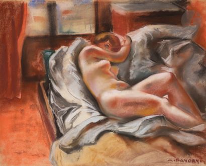 André FAVORY (1888-1937)
Sleeping Nude
Pastel.
Signed...