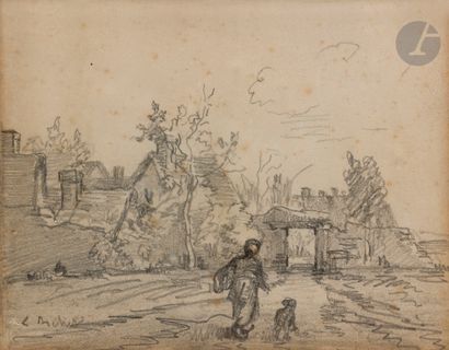 null Léon RICHET (1847-1907)
Études de paysages et de paysans
3 crayons noirs.
Signés.
(Rousseurs).
12,5...