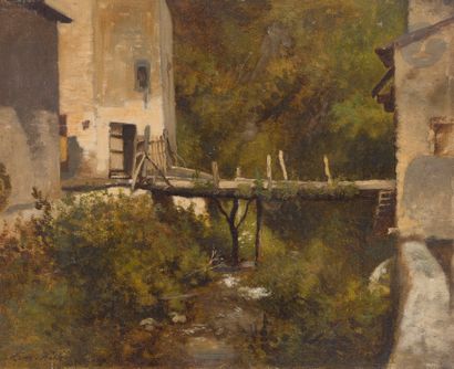 Léon RICHET (1847-1907)
Small bridge in Royat
Oil...