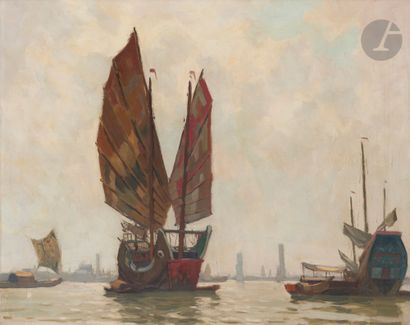 null Maurice MÉNARDEAU (1897-1977)
Le Port de Shangaï
Huile sur toile.
Signée en...