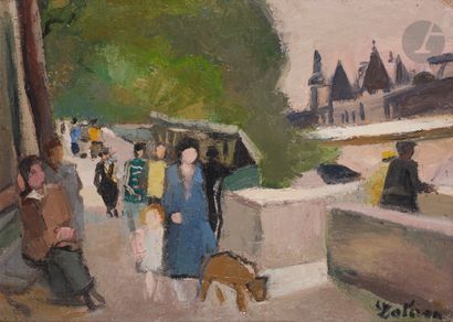 null Robert LOTIRON (1886-1966)
Passers-by on the quay, circa 1954
Oil on canvas.
Signed...